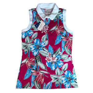 Tommy Bahama Floral Golf Tank Top - Pink and Blue